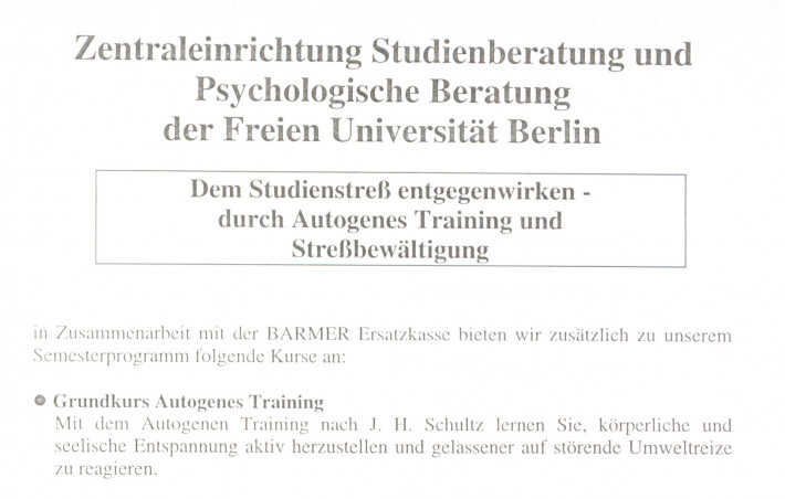 Flyer/Einladung der Psychologischen Beratung, 1995